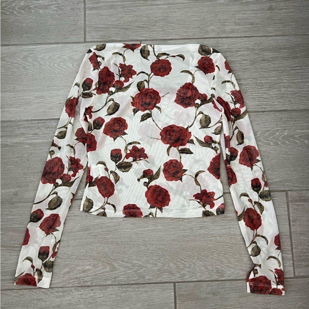 Dazy Rose Mesh Long Sleeve Crop Top size M - Picture 5 of 5